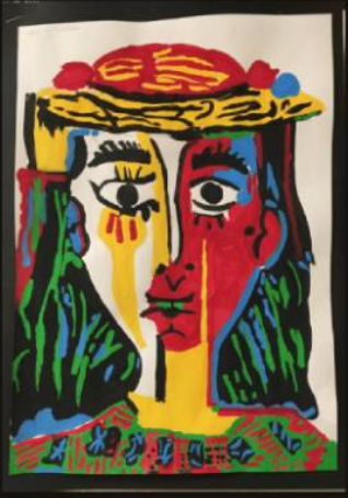 Vivid two-face portrait painting from the collection
